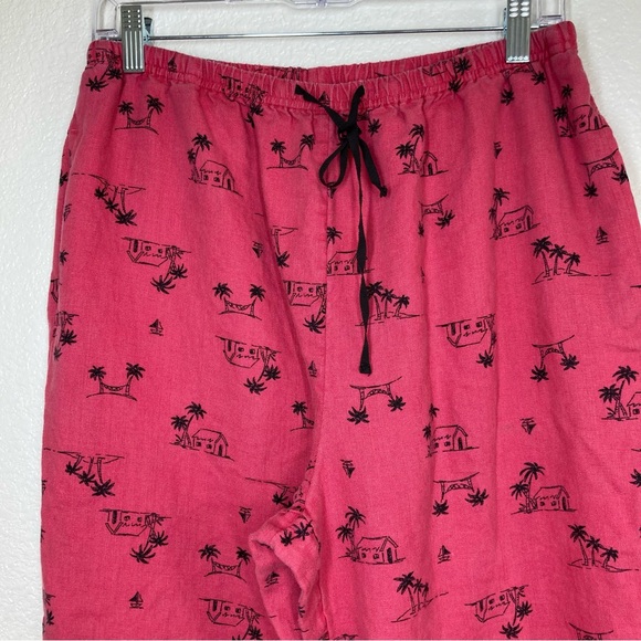 J Jill Linen Pull On Pants Relaxed Fit Pink Medium Wide Leg Beach - Picture 5 of 13